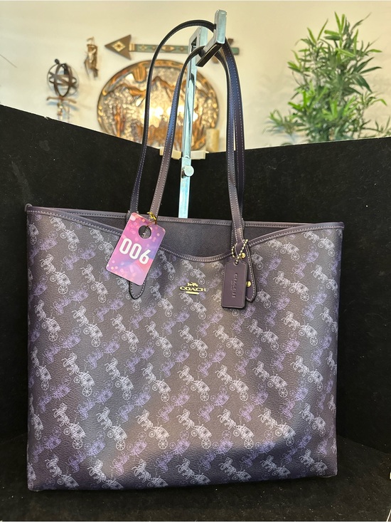 Coach Handbags - Coach #006 Purple Reversible Signature Horse & Carriage Tote